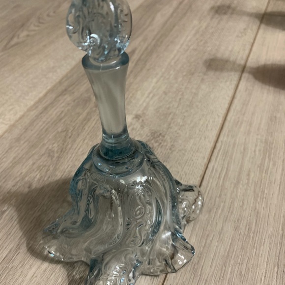 Fenton Light Blue Paisley & Swirl Design Glass Bell. 6 1/2” H w/ a 4” Opening. - Picture 9 of 9